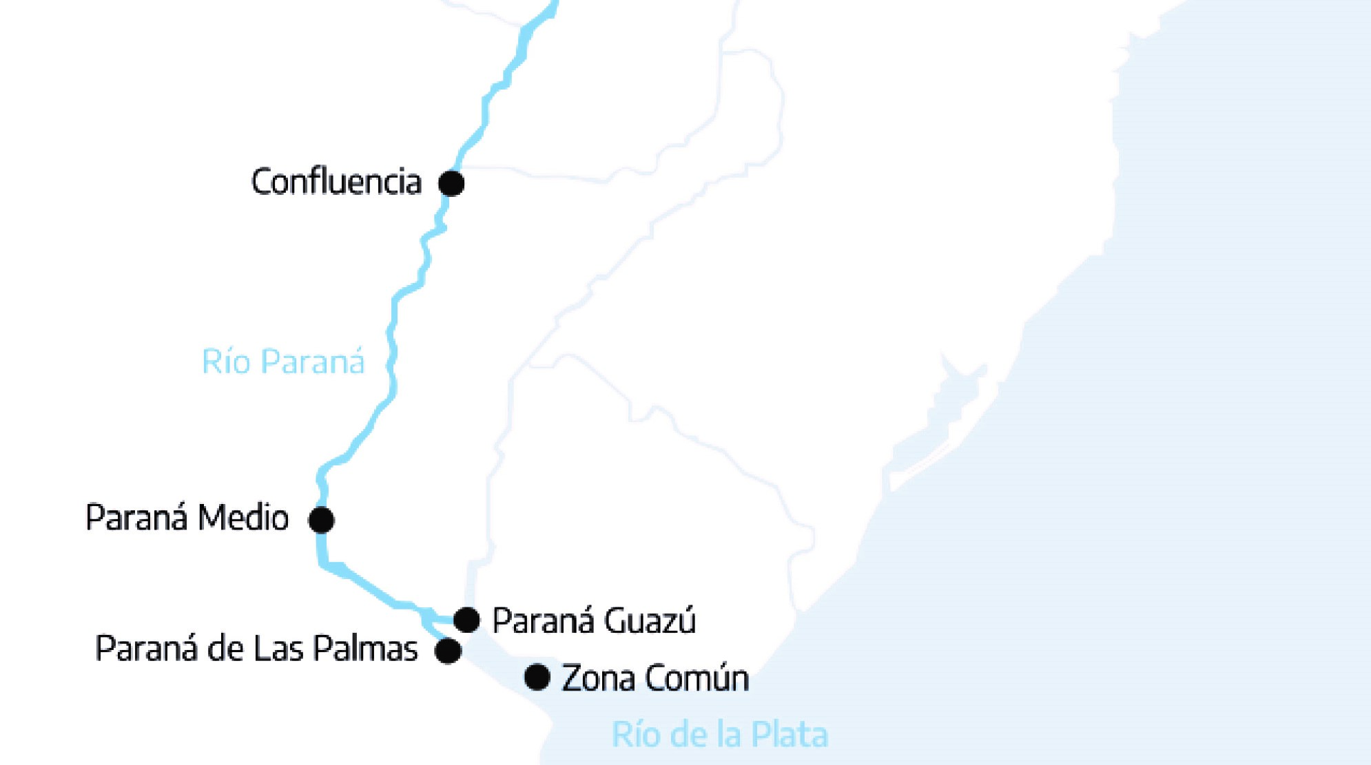 puntos de monitoreo en la hidrovia